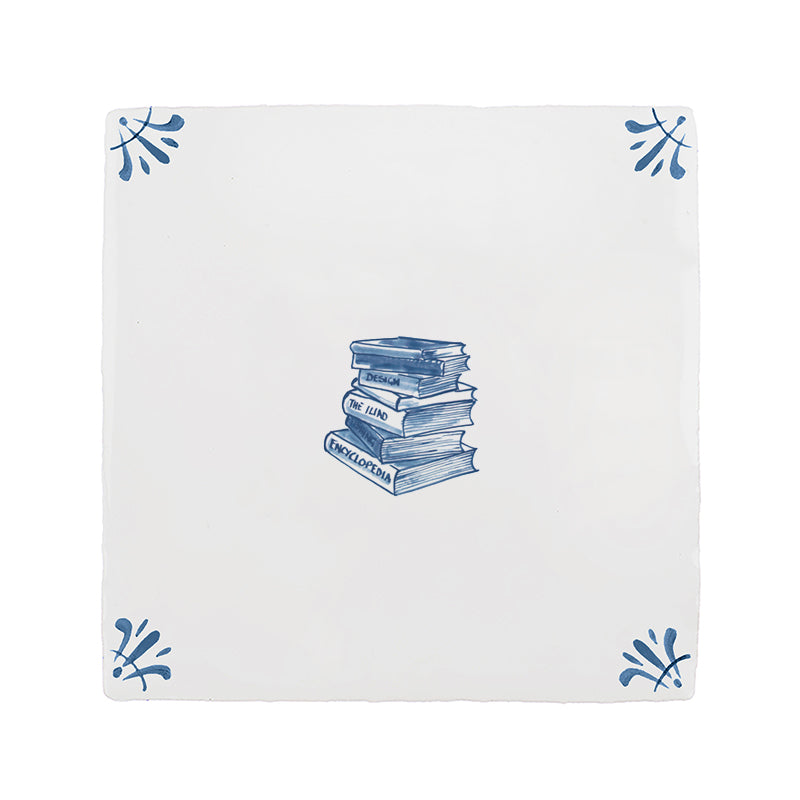 Stacked Books Delft Tile | Petra Palumbo