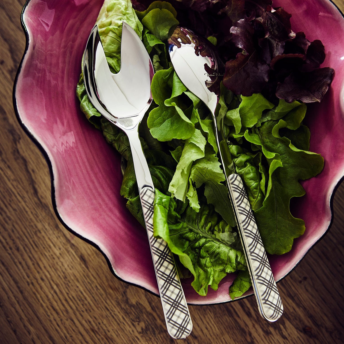 Tartan Salad Servers, Sage