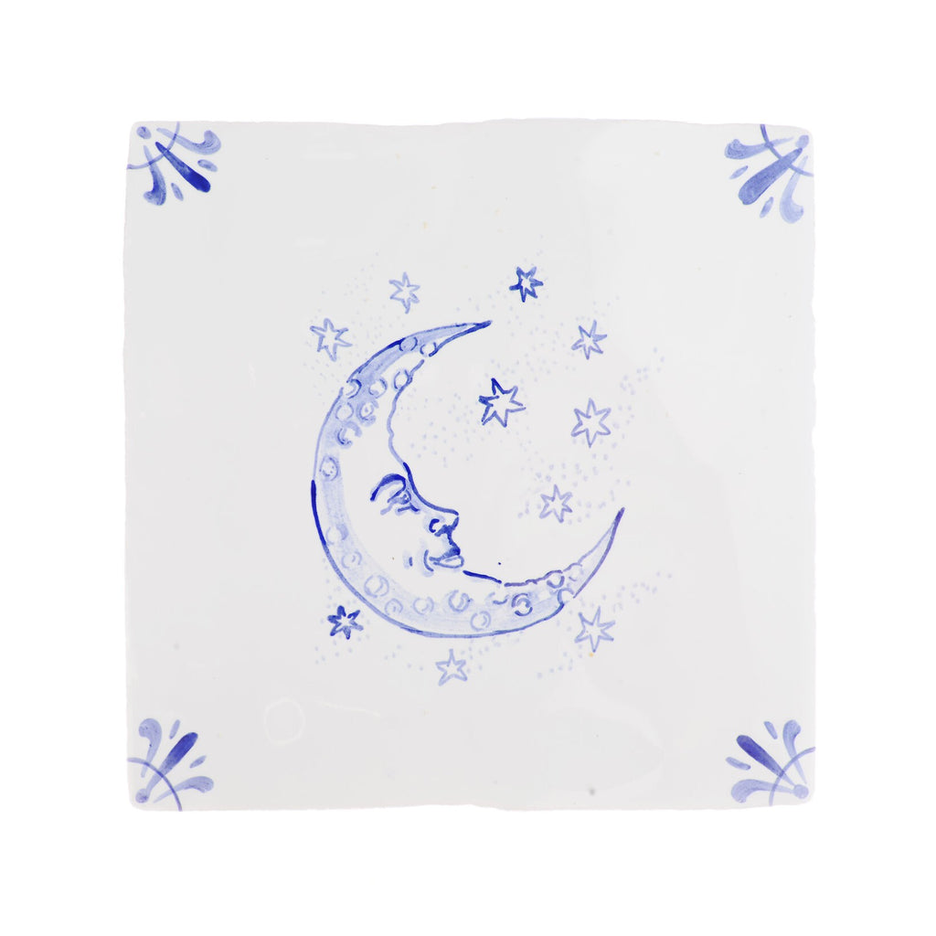 Moon and Stars Delft Tile