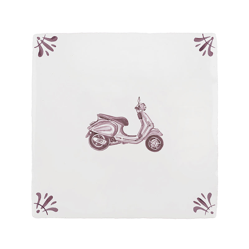 Vespa Scooter Delft Tile