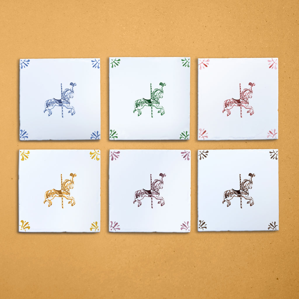 Carousel Horse Delft Tile