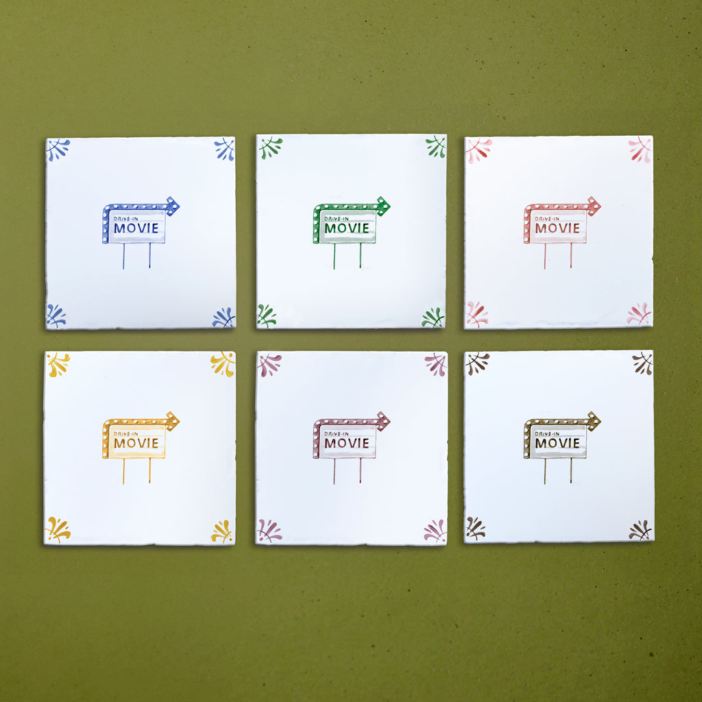 Drive In Movie Delft Tile