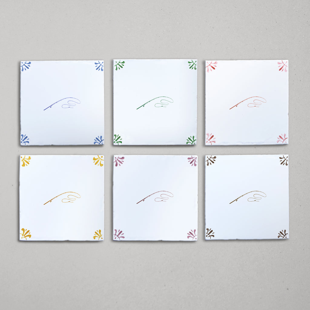 Fishing Rod Delft Tile