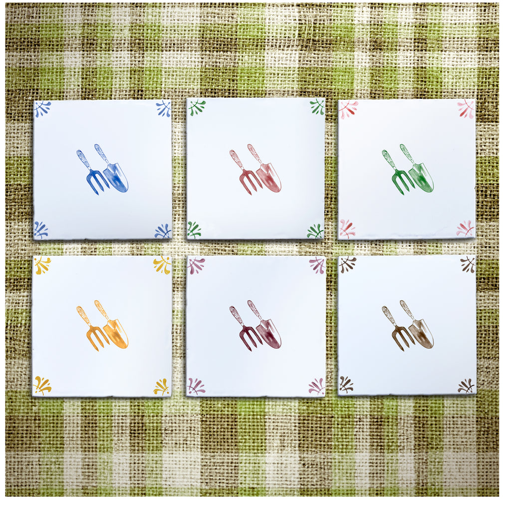 Gardening Tools Delft Tile