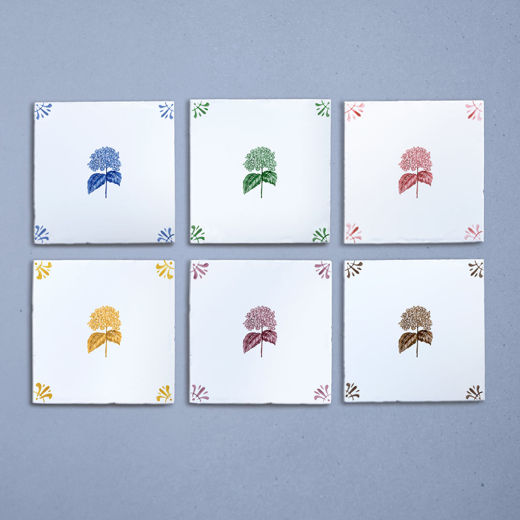 Hydrangea Delft Tile