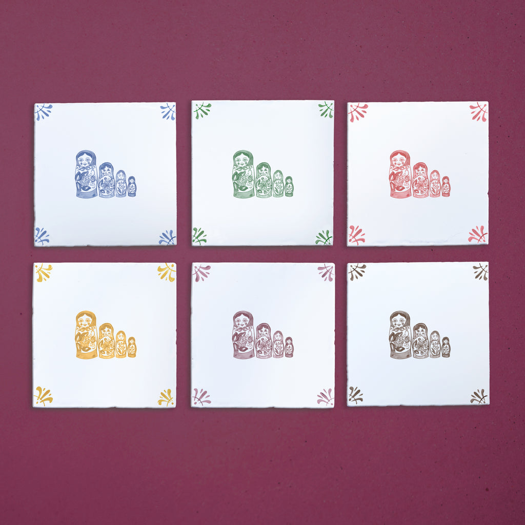 Matryoshka Dolls Delft Tile