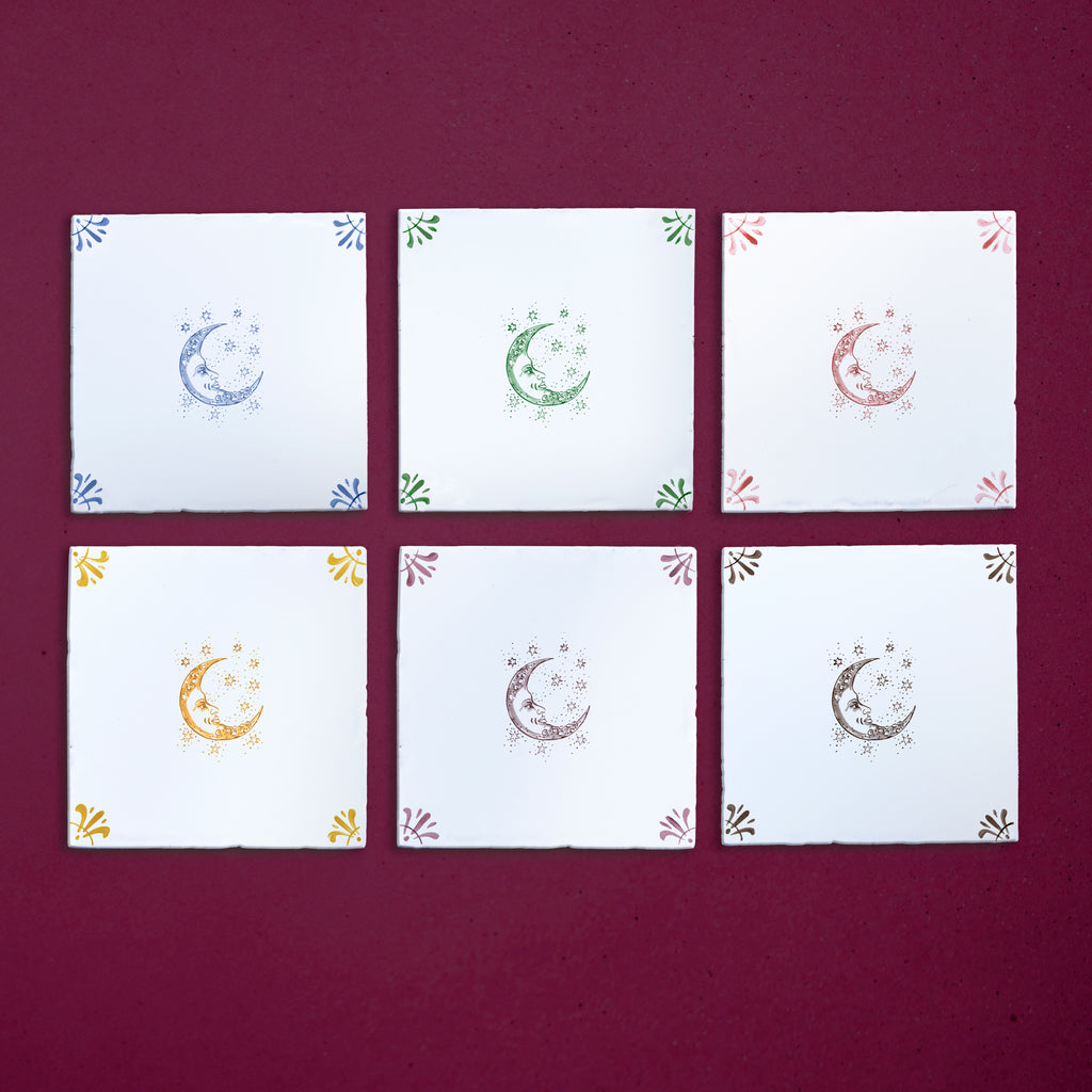 Moon and Stars Delft Floor Tile