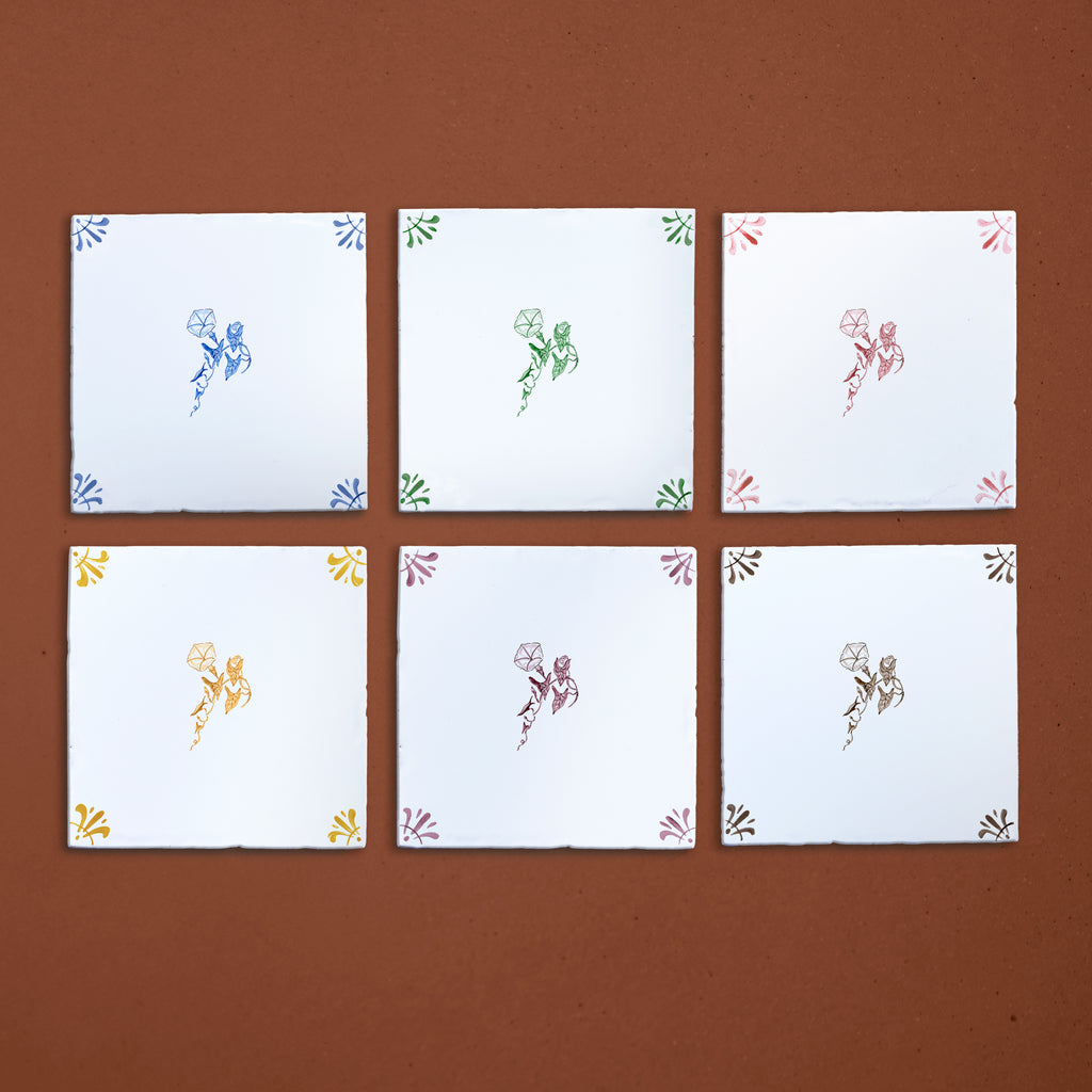 Morning Glory Delft Tile