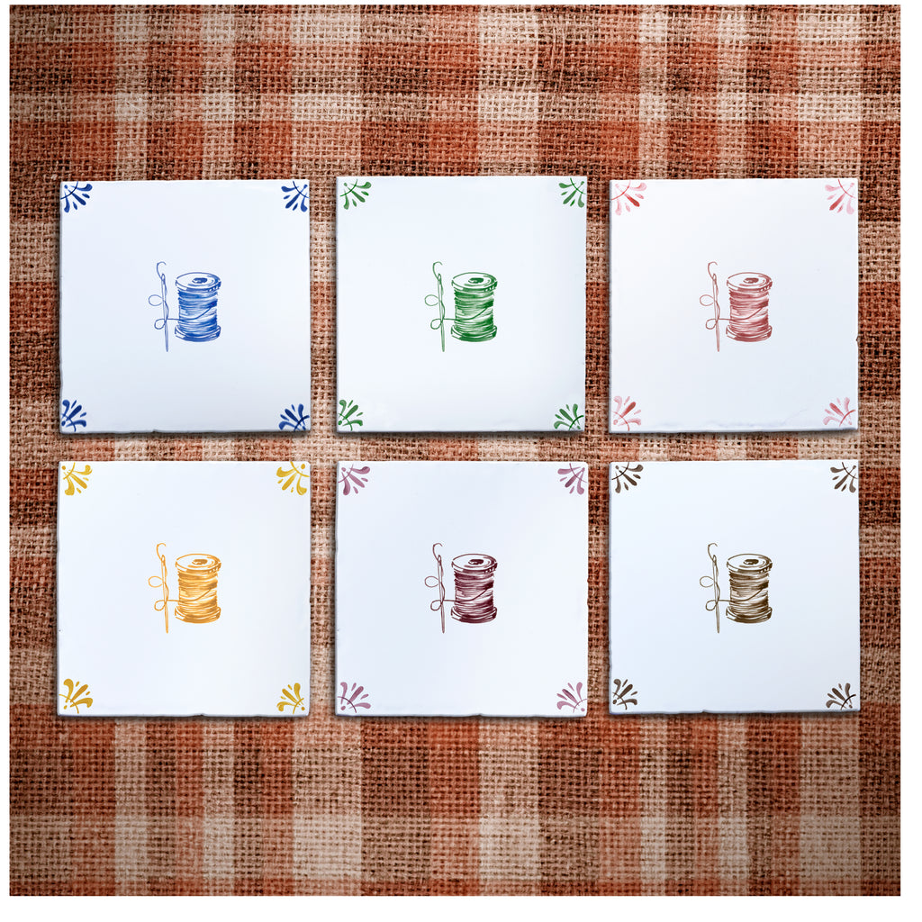 Needle and Thread Spool Delft Tile