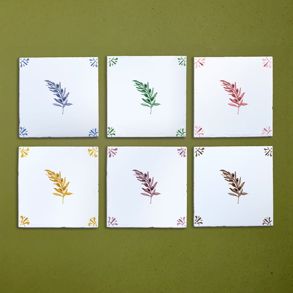 Olive Branch Delft Tile