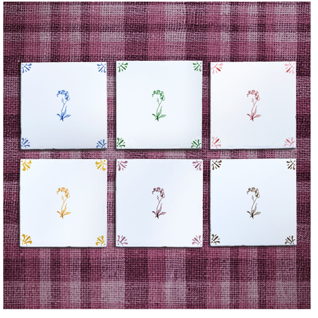 Orchid Delft Tile