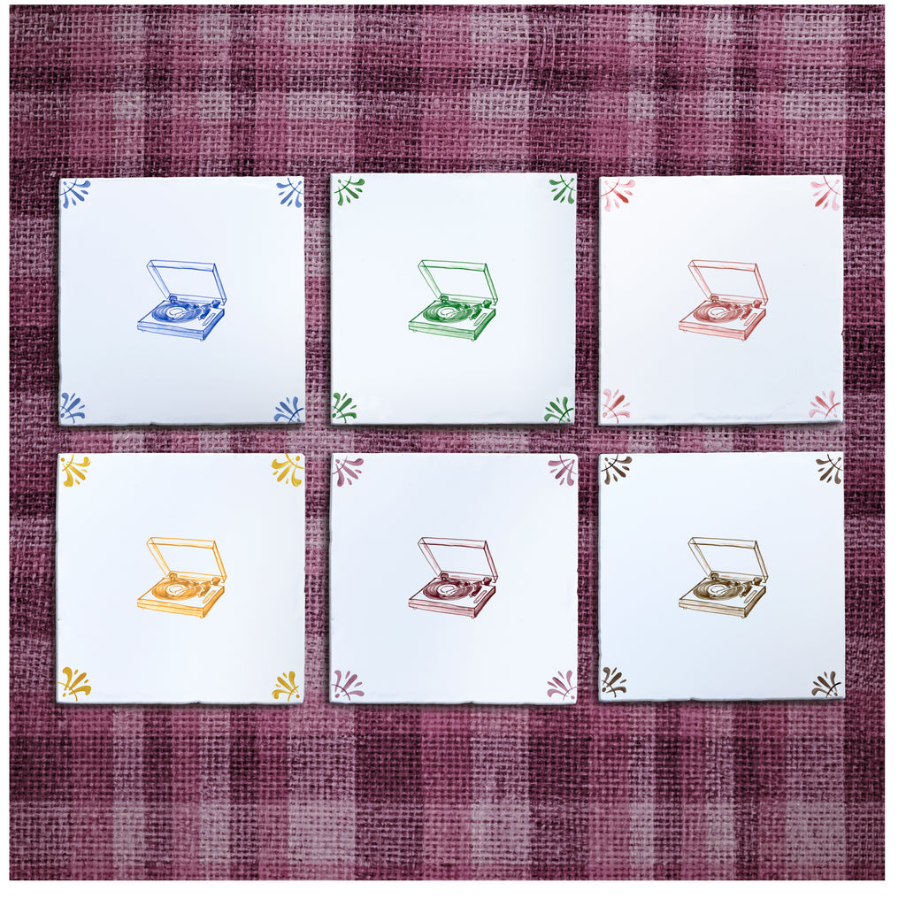 Vinyl Record Player Delft Tile