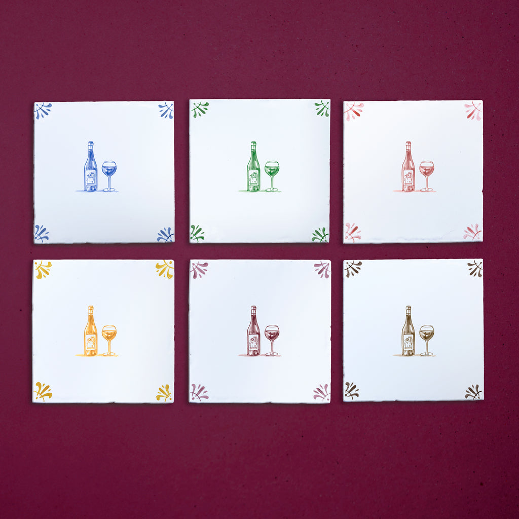 Red Wine Lovers Delft Tile