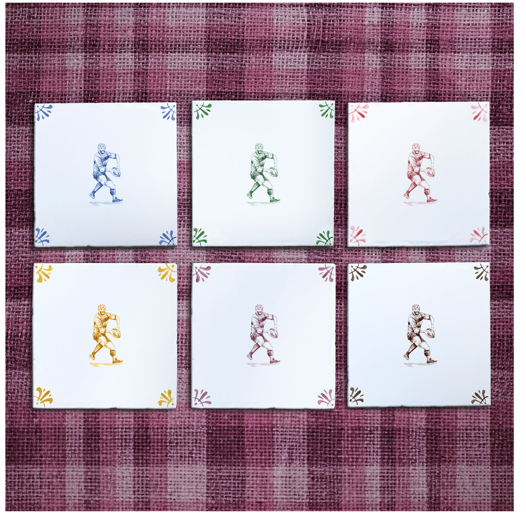 Rugby Player Delft Tile