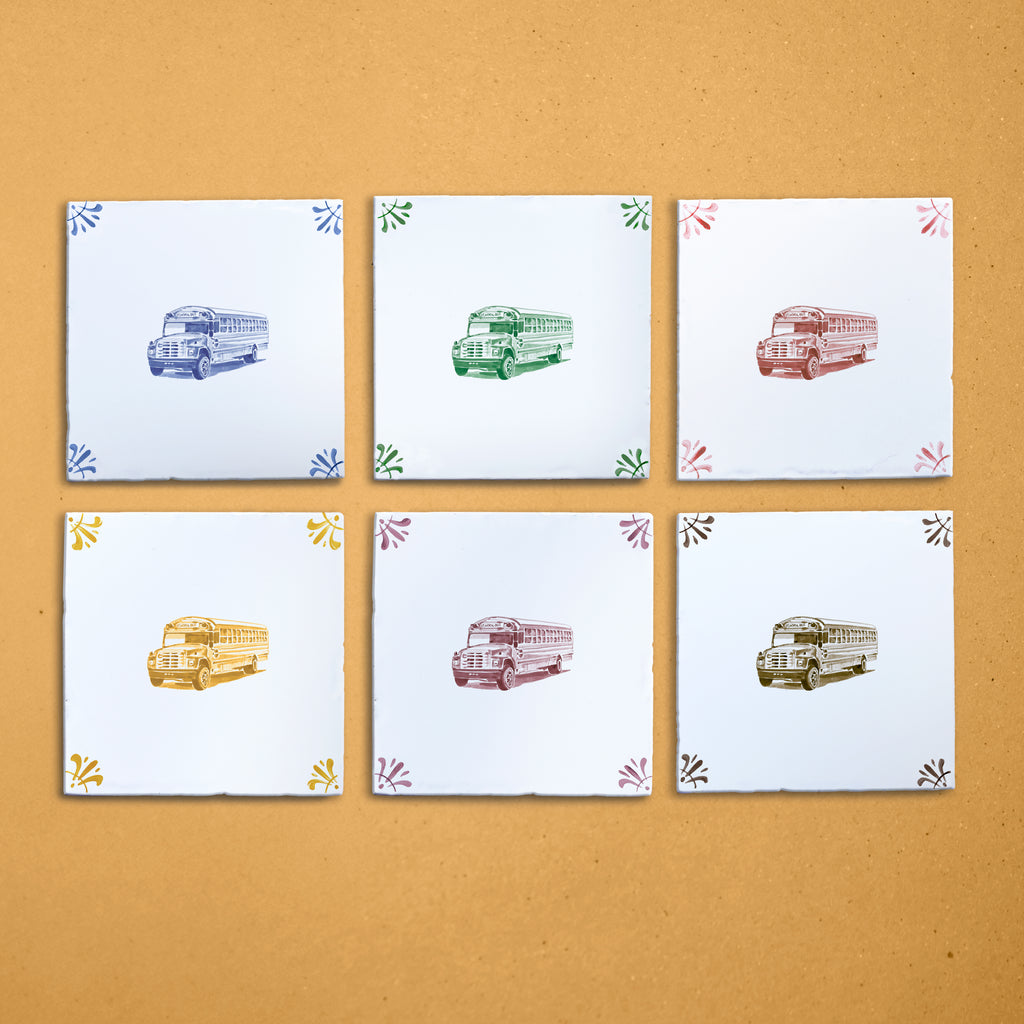 School Bus Delft Tile