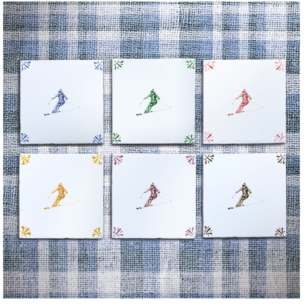 Skier Delft Tile