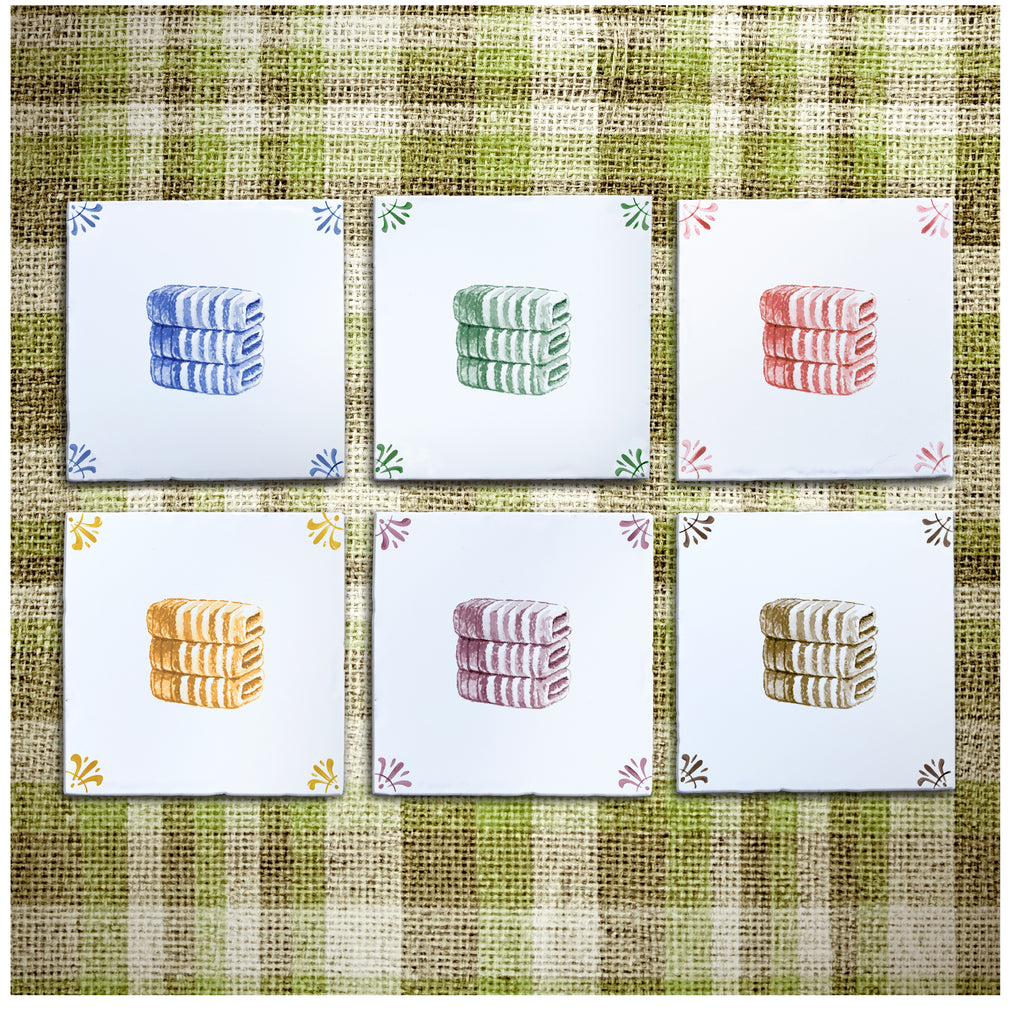 Stacked Towels Delft Tile