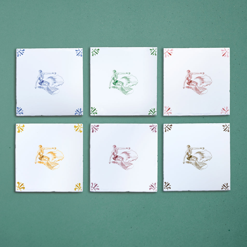Surfer Delft Tile