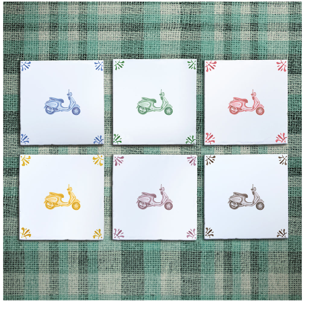 Vespa Scooter Delft Tile