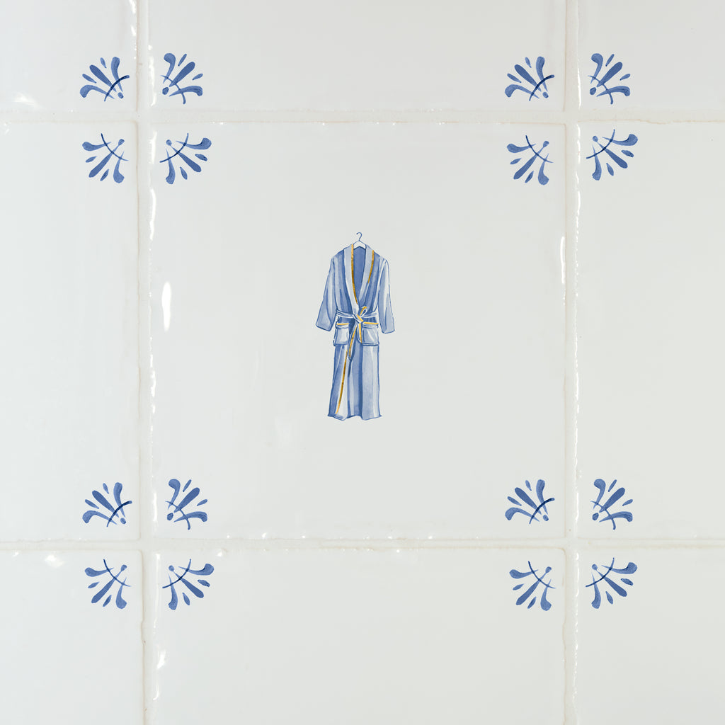 Dressing Gown Delft Tile, Gold Lustre