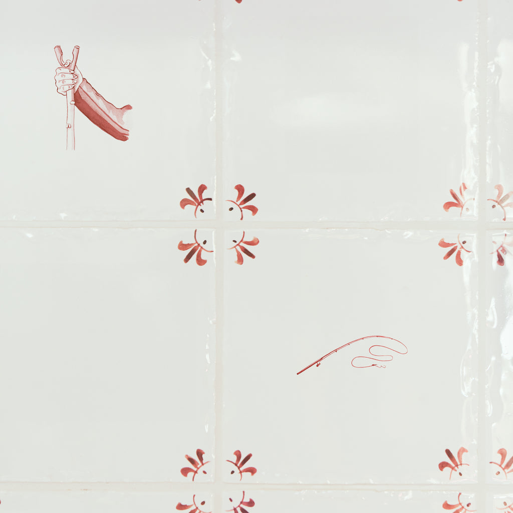 Fishing Rod Delft Tile