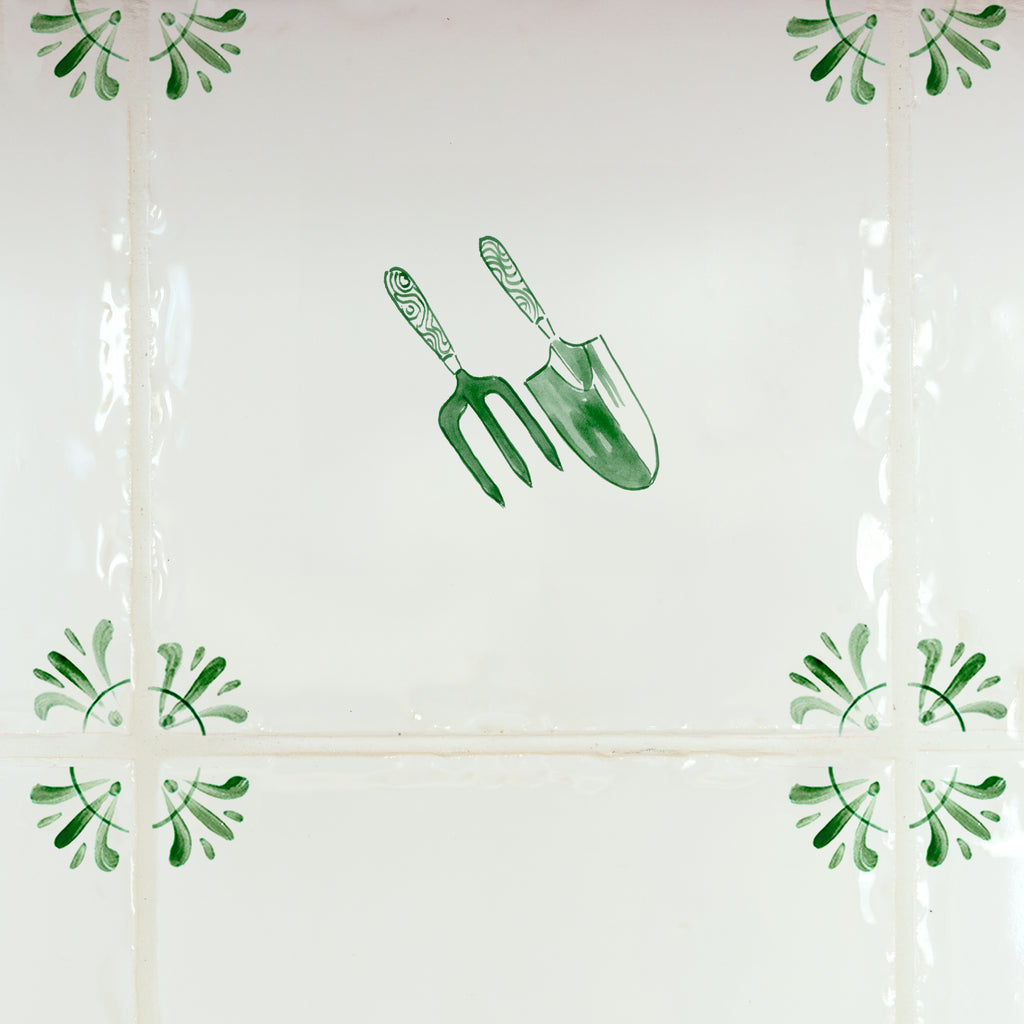 Gardening Tools Delft Tile