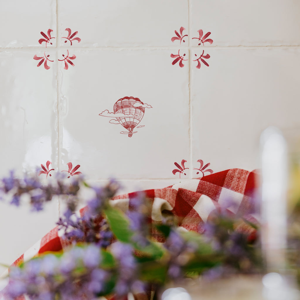 Hot Air Balloon Delft Tile