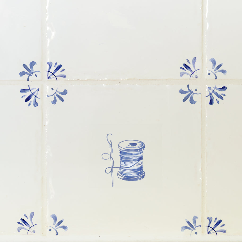 Needle and Thread Spool Delft Tile
