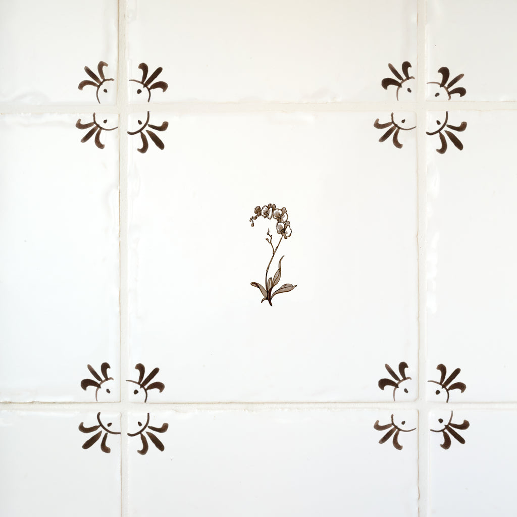Orchid Delft Tile