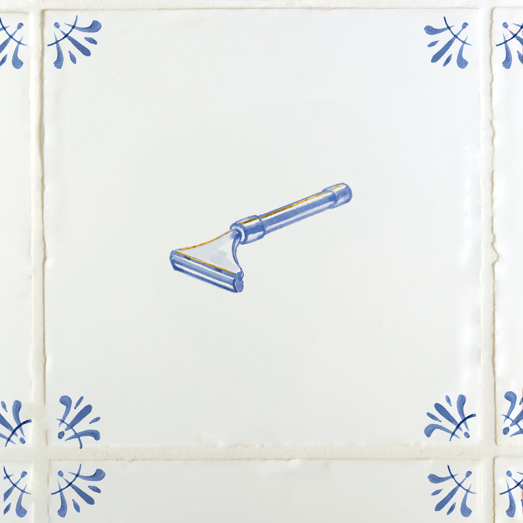 Razor Delft Tile, Gold Lustre