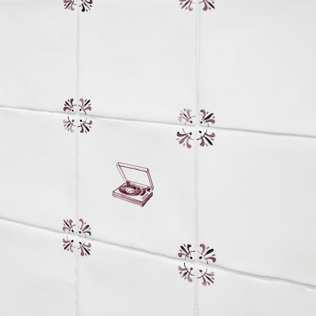 Vinyl Record Player Delft Tile