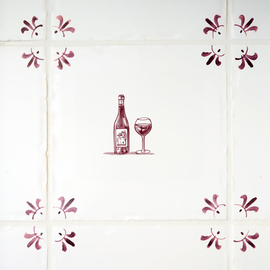 Red Wine Lovers Delft Tile