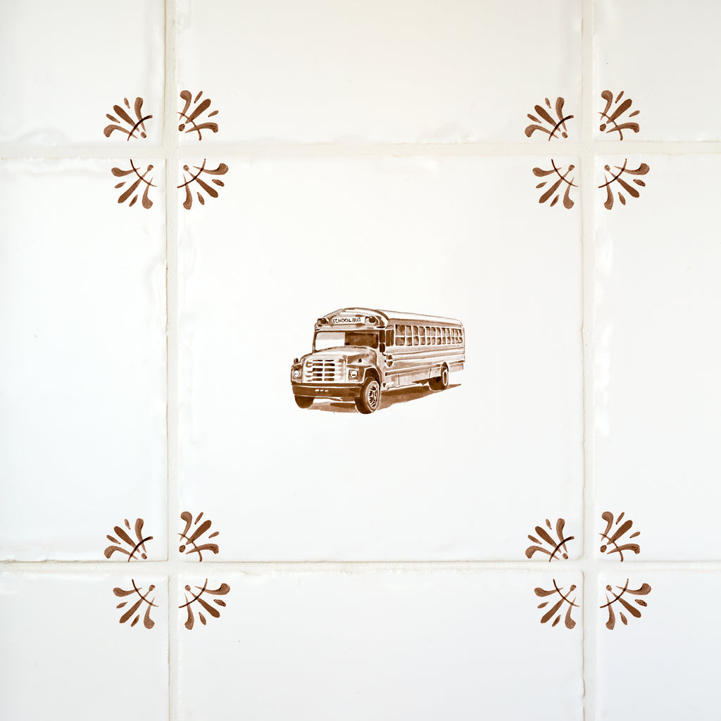 School Bus Delft Tile