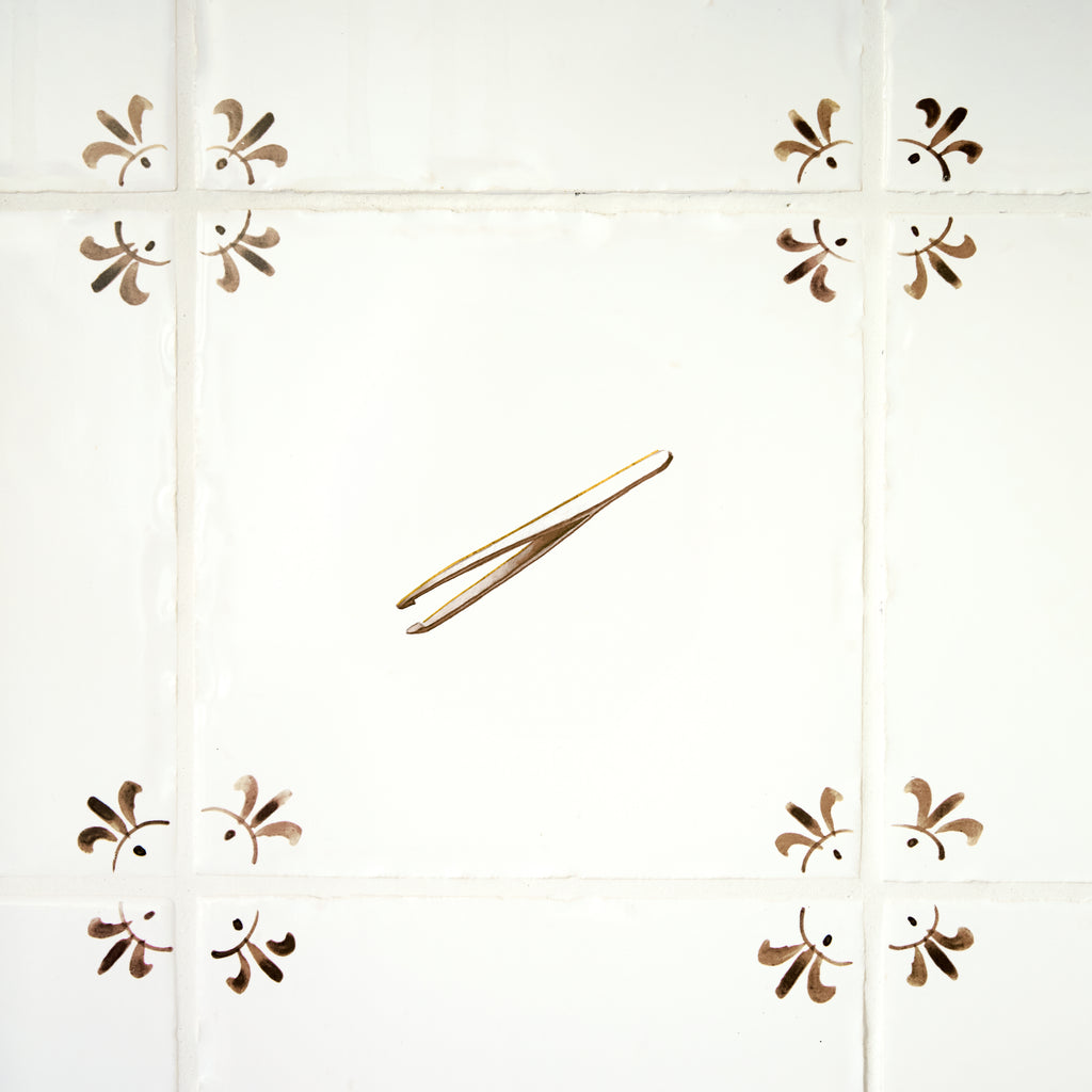 Tweezers Delft Tile, Gold Lustre