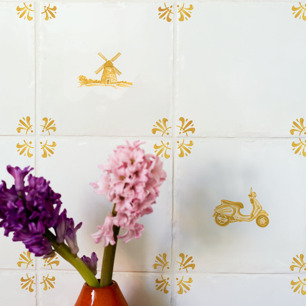 Vespa Scooter Delft Tile