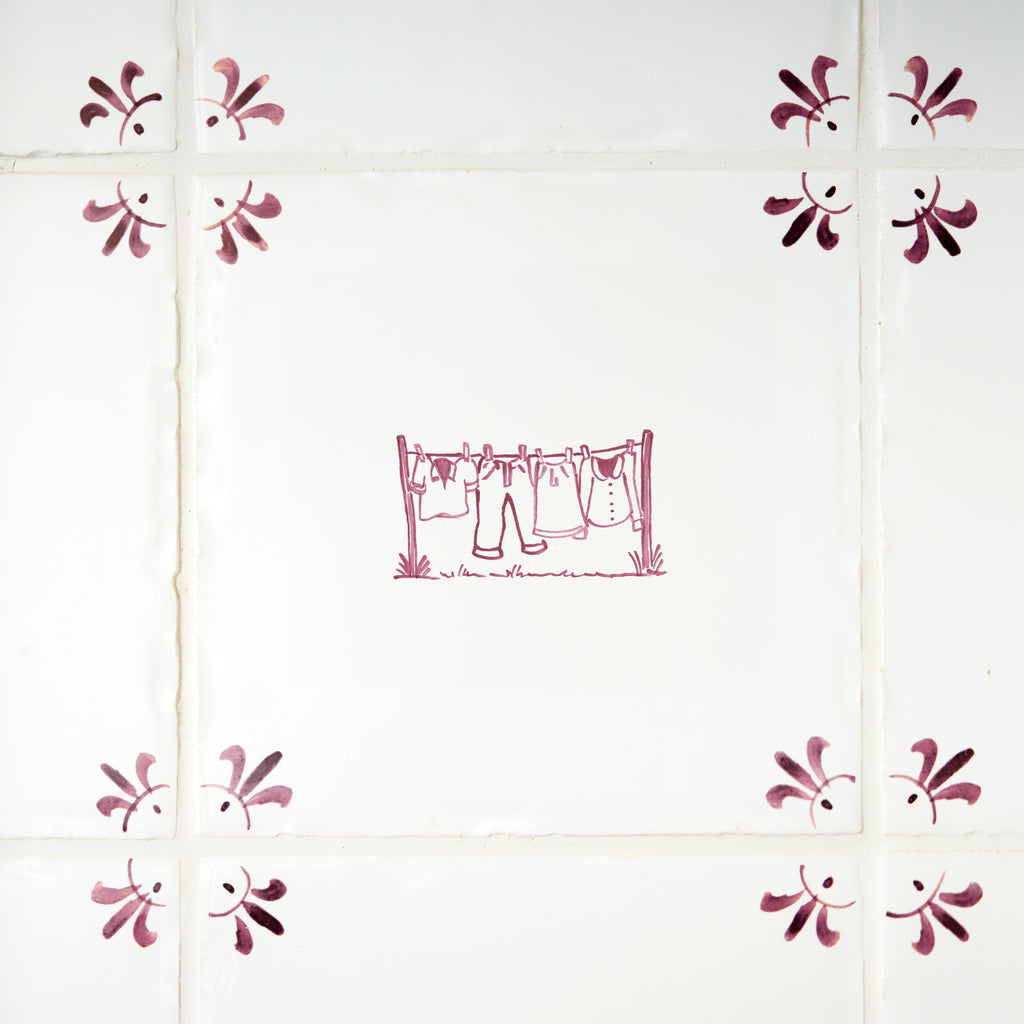 Clothes Line Delft Tile