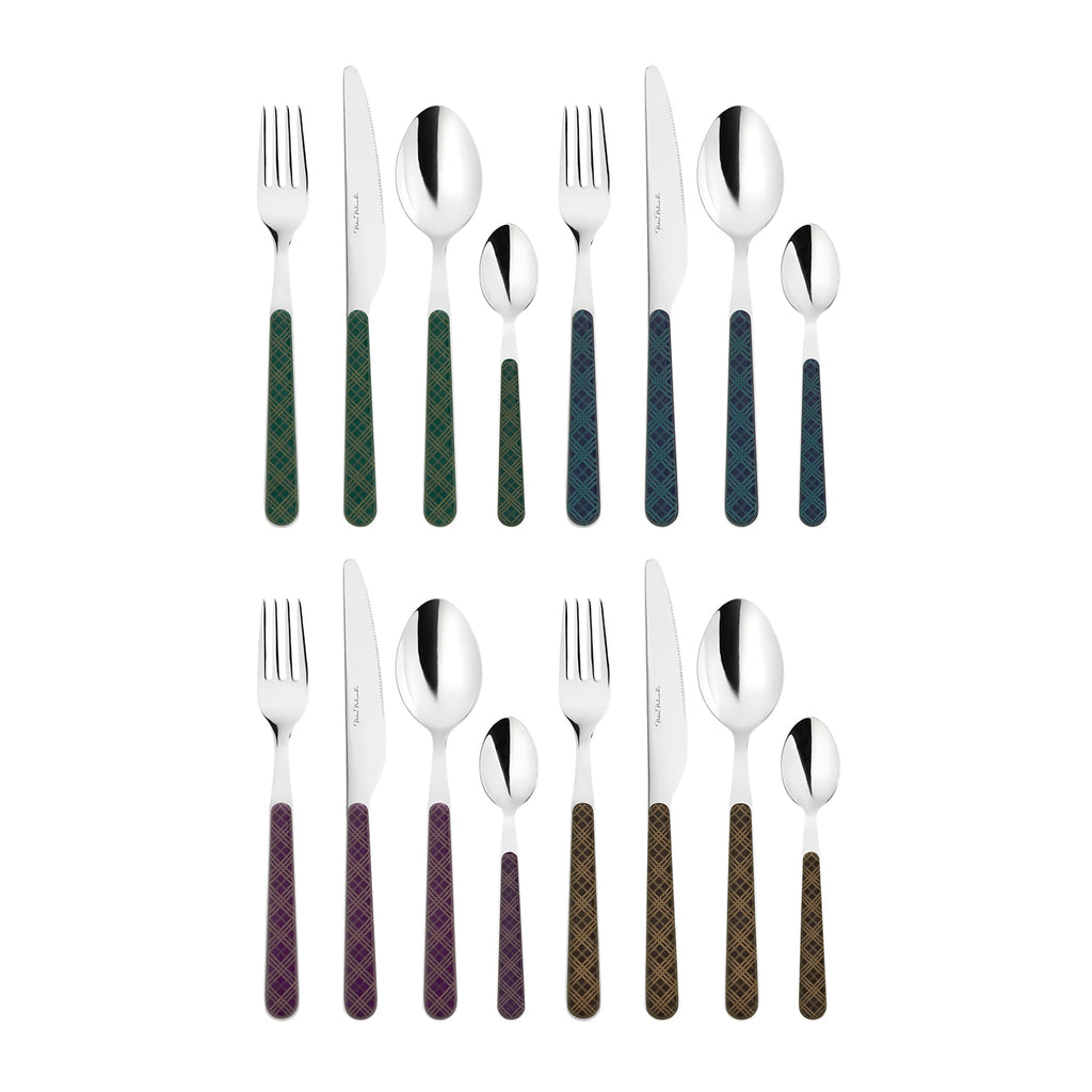 Tartan Cutlery, 16 Piece Set, Mixed