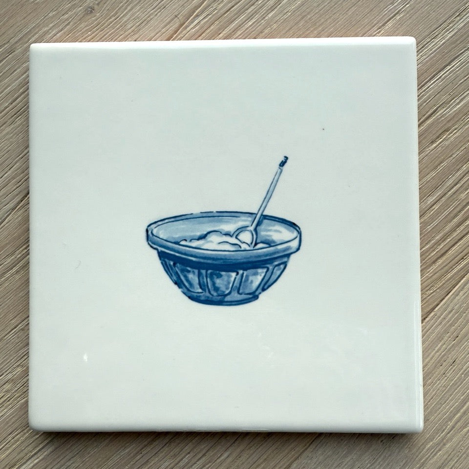 End of Line, Mixing Bowl Delft Tile, Blue