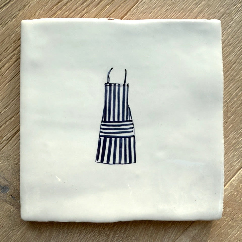 End of Line, Apron Delft Tile, Navy Blue