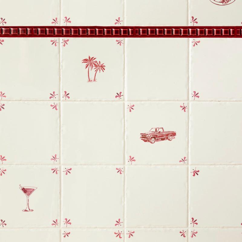 Studded Delft Trim, Crimson