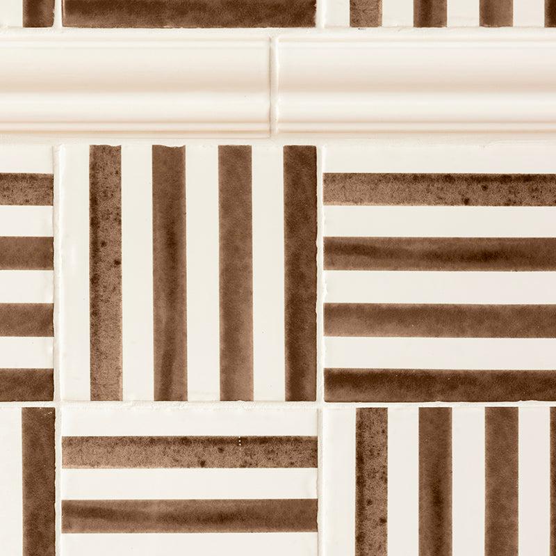 Pinstripe Tile, Delft Sepia