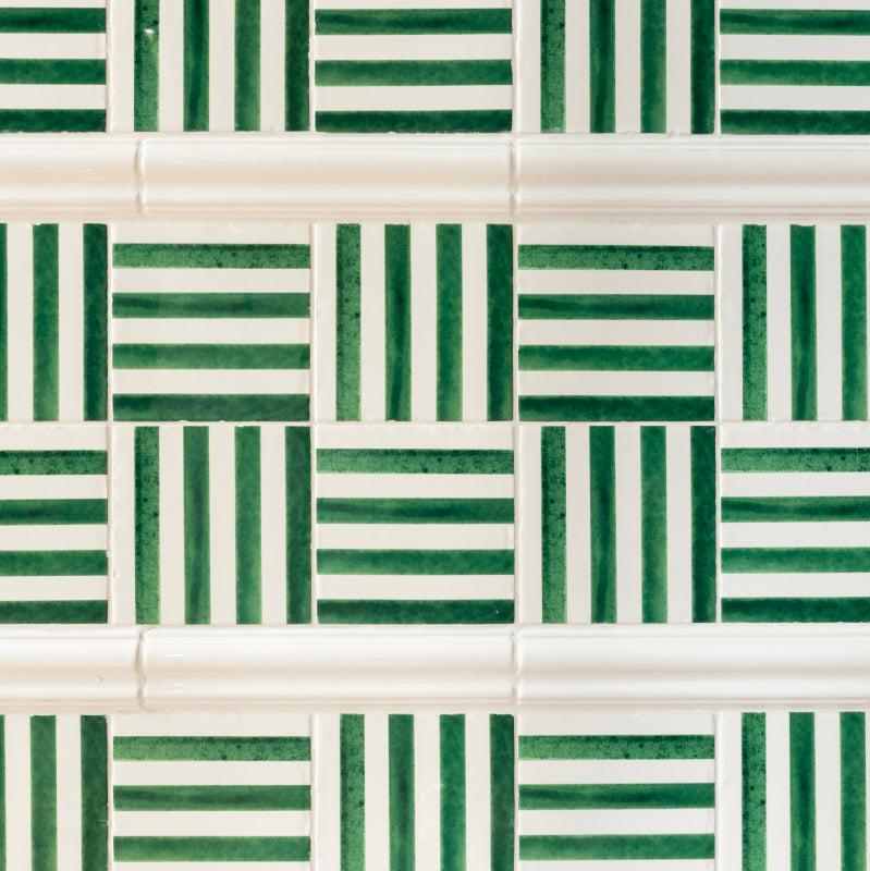 Pinstripe Tile, Delft Green