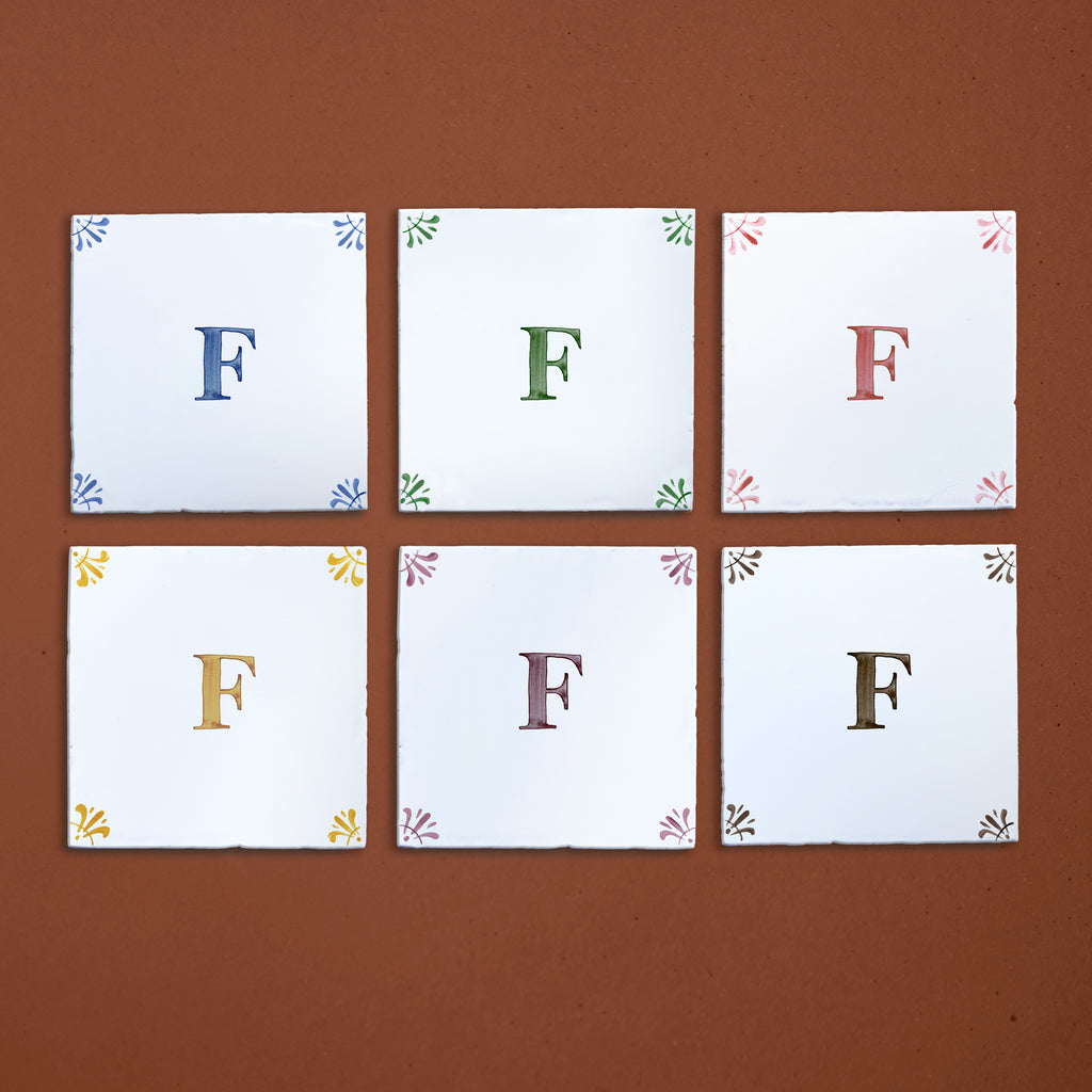 Alphabet F Delft Tile