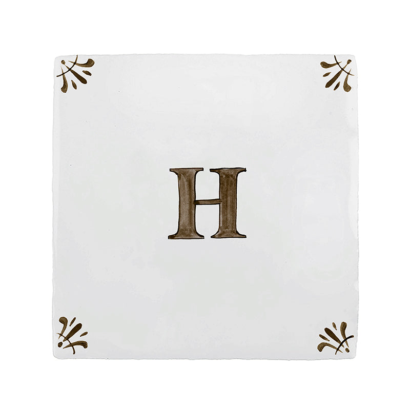 Alphabet H Delft Tile