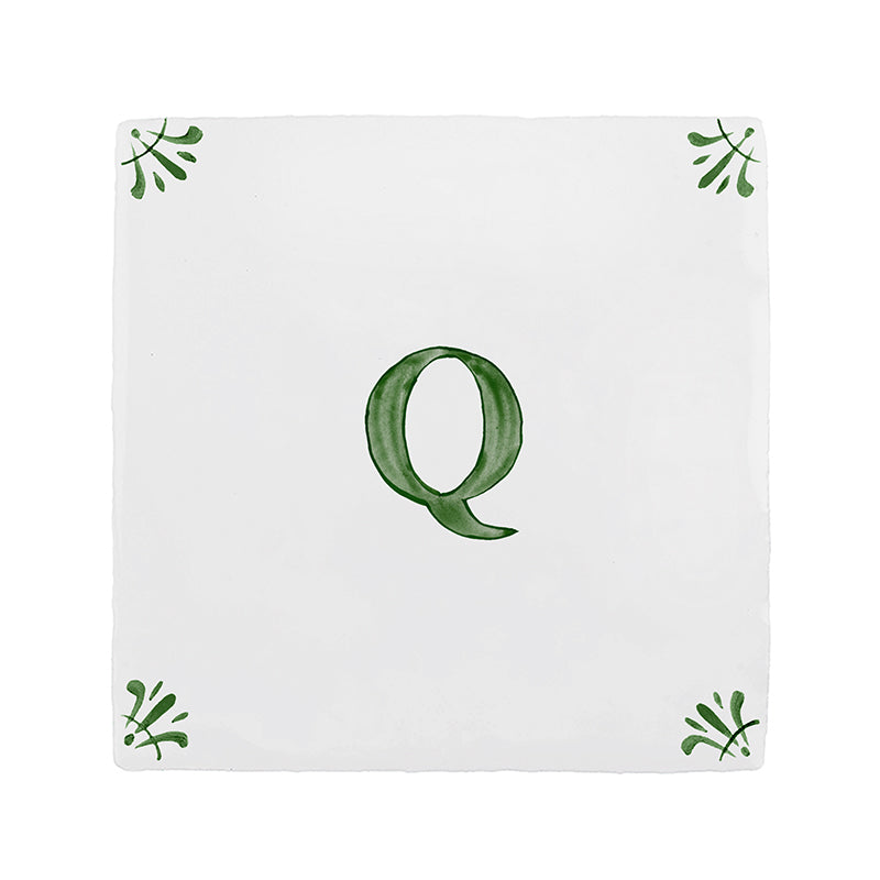 Alphabet Q Delft Tile