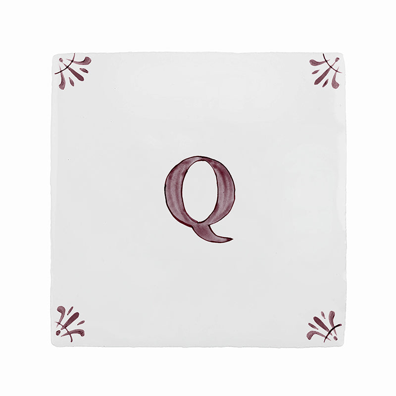 Alphabet Q Delft Tile