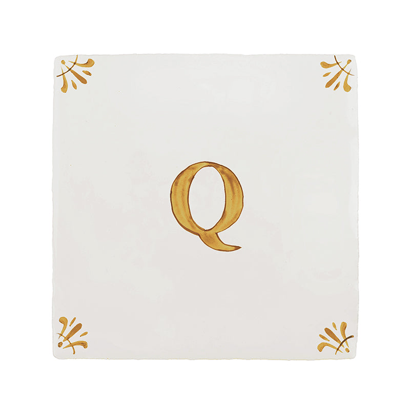 Alphabet Q Delft Tile