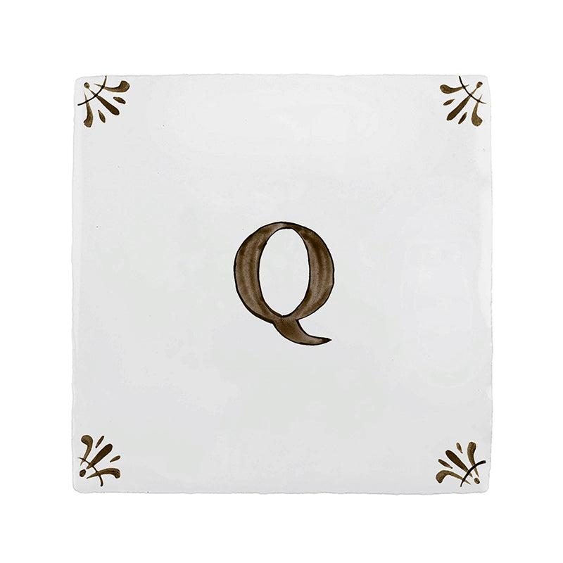 Alphabet Q Delft Tile