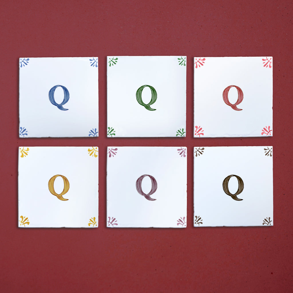 Alphabet Q Delft Tile