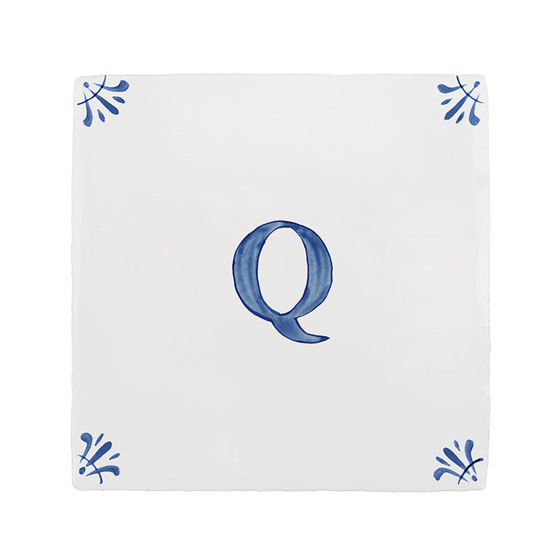 Alphabet Q Delft Tile